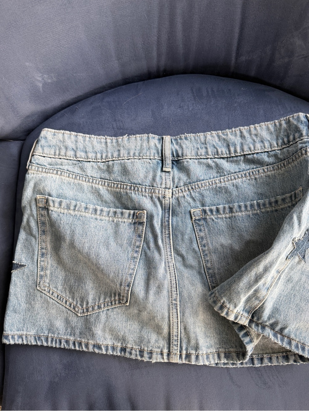 Hollister Light Wash Denim Mini Skirt with Star Patch - Picture 2 of 5